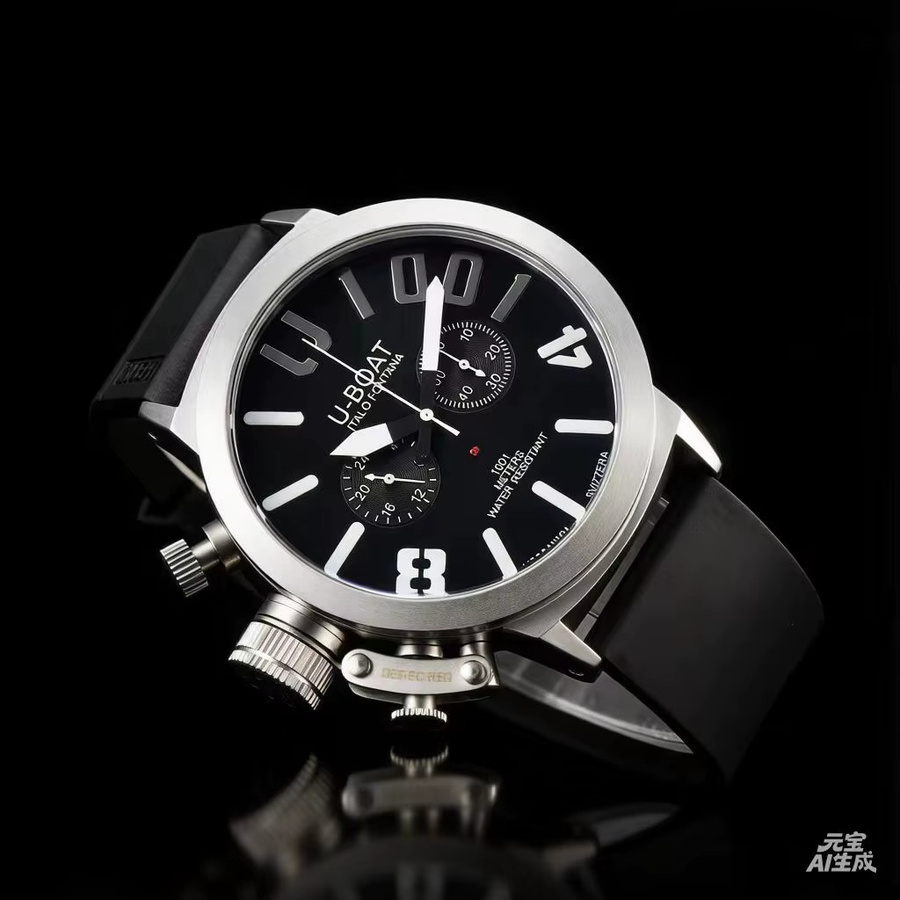 U-BOAT Chronograph, Messing, Schwarz, Kautschuk, Herren - Bild 2
