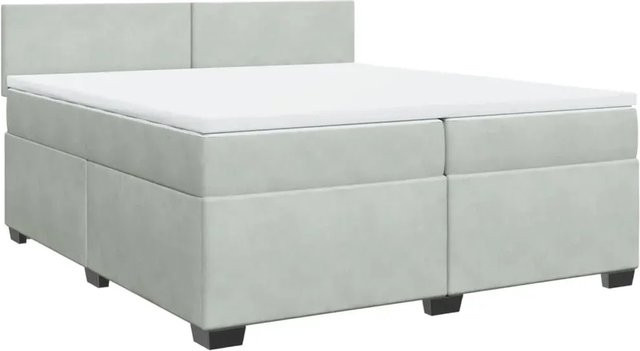 vidaXL Boxspringbett mit Matratze in Grau, Hybrid-Design mit Taschenfederkern und Samtbezug, B/T: 200 x 200 cm - Bild 1