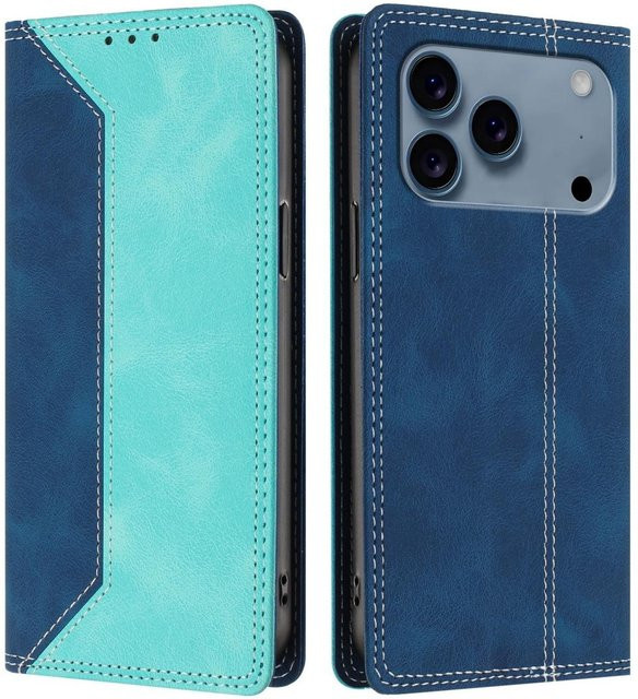 Magnetische Leder Wallet Hülle für Motorola Moto Edge Serie in Türkis - Bild 1