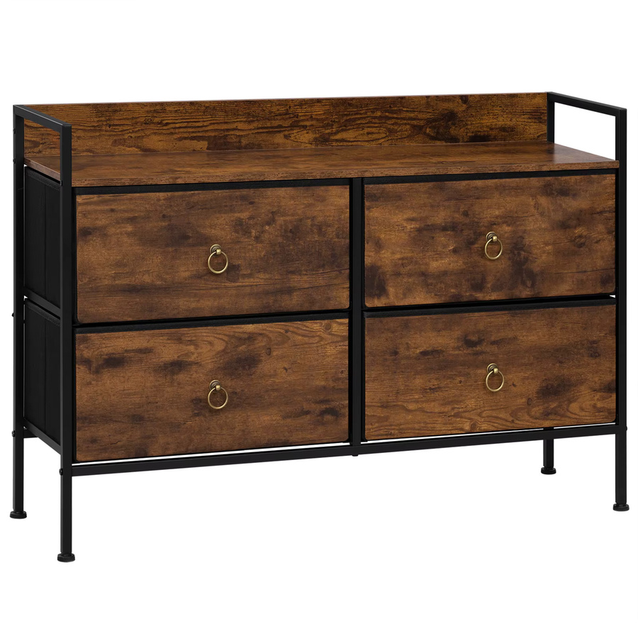 WOLTU Kommode in Vintage-Braun mit 4 Stoffschubladen für Schlafzimmer und Wohnzimmer - Bild 3