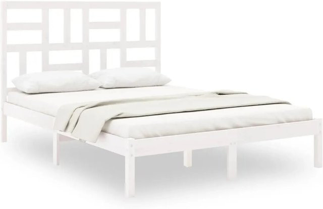 vidaXL Massivholzbett aus Kiefernholz in Weiß, Modernes Doppelbett B/T/H: 160 x 200 x 104 cm - Bild 1