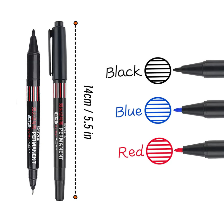 LOLEDE Doppelspitze Marker Set mit 20 Teilen in Schwarz, Blau und Rot, wasserfeste Permanent Marker für Metall, Holz und Dekorationen - Bild 6