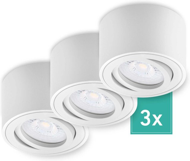 Oktaplex Lighting 3er Set Lile S Aluminium Aufbaustrahler in Weiß mit schwenkbaren LED-Modulen, Warmweiß 2700K - Bild 1