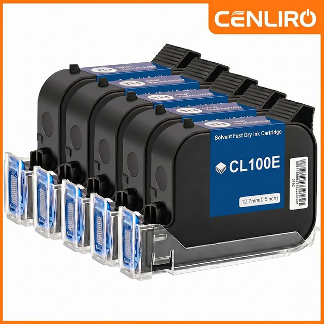 Cenliro CL100E Tintenpatrone Schwarz 12,7mm Schnelltrocknend und Wasserfest für Handgehaltene Mini Online Tintenstrahldrucker - Bild 1