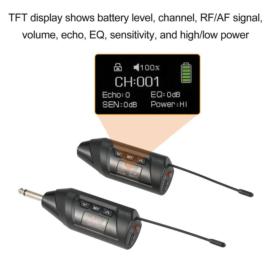 Baomic UHF Wireless Mikrofonsystem für Saxophon mit TFT Digital Display und Ansteckmikrofon in Schwarz - Bild 3