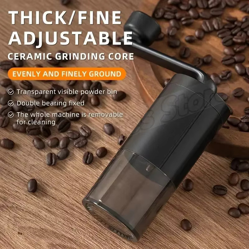 Manuelle XMSJ Kaffeemühle mit verstellbarem Keramikmahlwerk und Doppel-Handkurbel für Kaffeebohnen in Schwarz oder Weiß - Bild 2