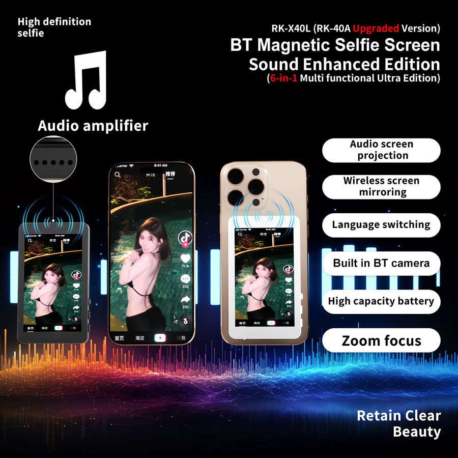 ALIILEE Magnetischer Handy-Vlog-Selfie-Monitor in Grau für Rückkamera-Livestream und Vlogging - Bild 4