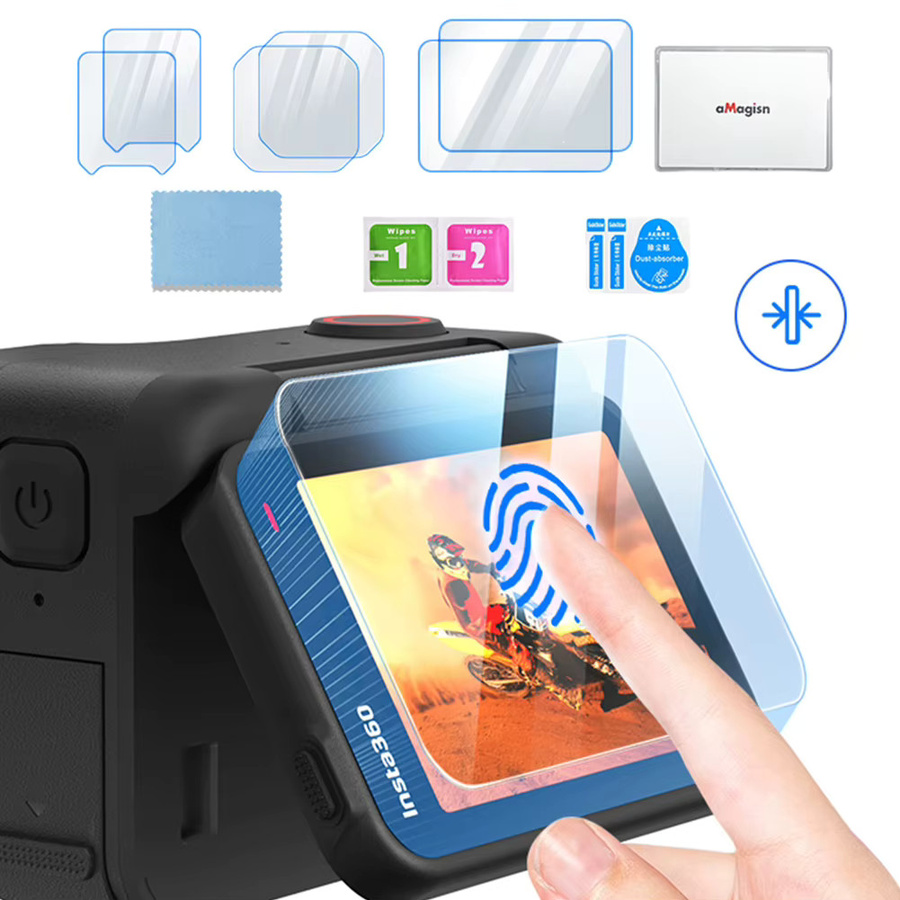 Insta360 Ace Pro 2 Ultra-HD Objektivschutzfolie aus gehärtetem Glas mit 9H-Härte, transparent - Bild 3