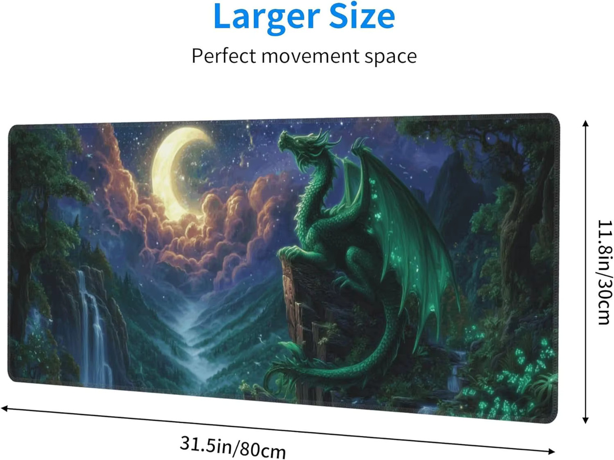 Dragon & Moon Extended Gaming-Mauspad XL Schreibtischunterlage Multicolor mit genähten Kanten - Bild 3