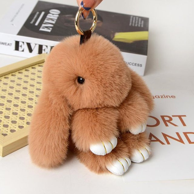 Linyi toy Mini-Kaninchen-Schlüsselanhänger, Plüschtier, braun, ab 14 Jahren - Bild 1