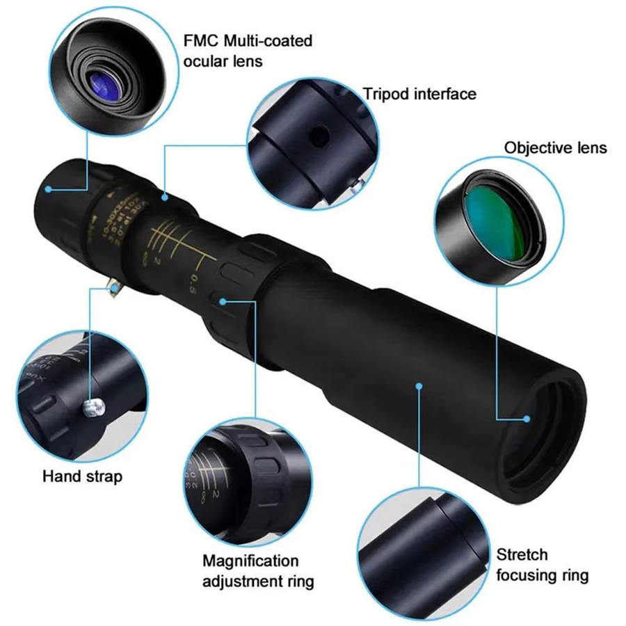 Tragbares Teleskop mit Super Zoom und hochauflösender Optik in Schwarz für Fotografie und Jagd - Bild 5