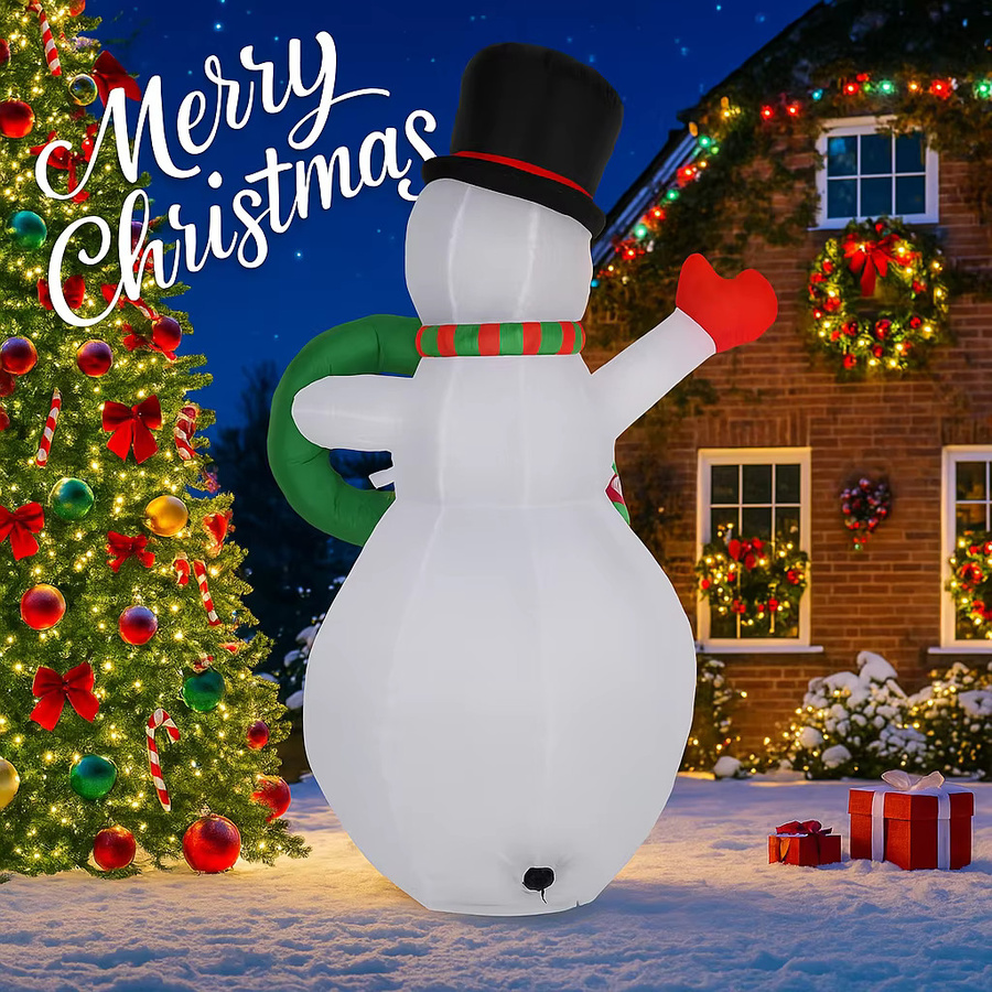TONGHUANIU Aufblasbarer Schneemann mit LED-Beleuchtung für die Weihnachtsdekoration, Farbe: Weiß, Höhe: 180 cm - Bild 2