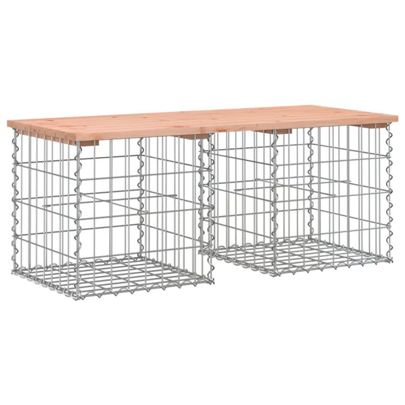 vidaXL Gartenbank aus Gabionen aus Douglasienholz und verzinktem Stahl, Braun, B/T/H: 103 x 44 x 42 cm - Bild 3