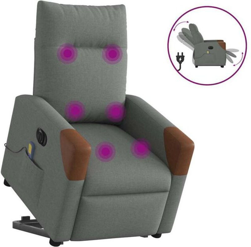 Elektrischer Massagesessel mit Aufstehhilfe von vidaxl in Grau aus Stoff und Metall - Bild 1