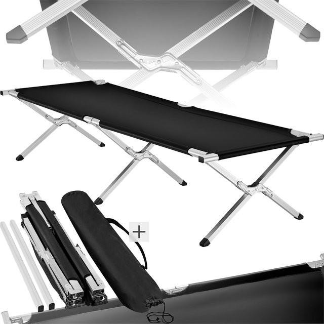 tectake Feldbett mit Aluminiumgestell klappbar Schwarz B/T/H: 190 x 70 x 45 cm - Bild 1