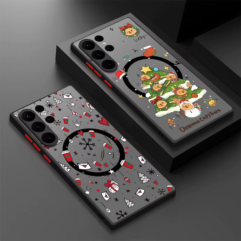 Samsung Handyhülle mit Weihnachtsmuster und Magnetfunktion für Galaxy S25 S24 S23 S22 Ultra S24 Plus S25 FE A56 A36 A26 A16 A55 A15 in Schwarz und Multicolour - Bild 1