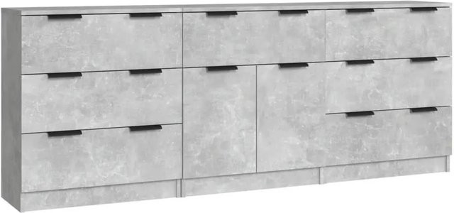 vidaXL 3-teiliges Sideboard-Set aus Holzwerkstoff in Betongrau, minimalistisches Design, matt - Bild 1