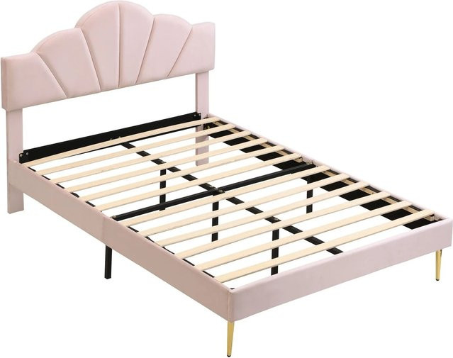 okwish Polsterbett für Kinderzimmer in Rosa mit höhenverstellbarem Kopfteil, B/T: 140 x 190 cm - Bild 1