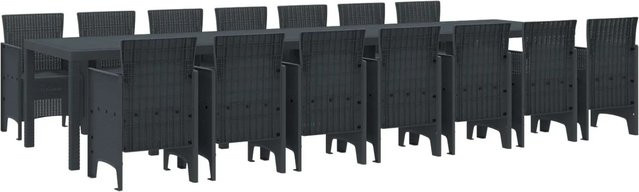 vidaXL Garten Essgruppe aus 15-teiligem Poly Rattan in Anthrazit - Bild 1