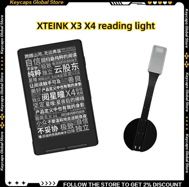 DIXSG LED Buchclip-Leselampe für XTEINK X3 X4 E-Ink Reader, wiederaufladbare Nachtleselampe mit Dimmer und Touch-Steuerung, Schwarz - Bild 1