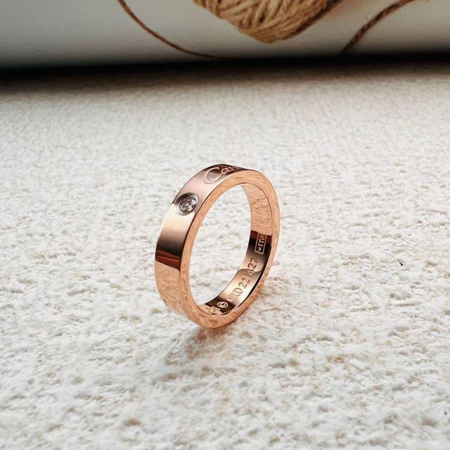 Kaga Signatur Partnerring Titanstahl, Roségold, Diamant, Unisex, Ringgröße 6 - Bild 1