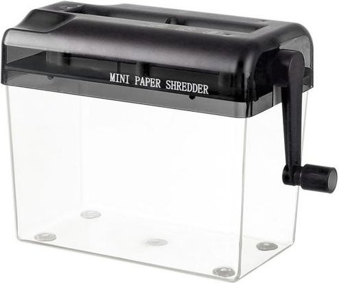 Manueller Mini-Aktenvernichter von Cemoon für A4, tragbarer Papierschredder in Schwarz und Transparent - Bild 1