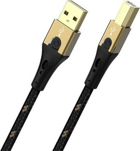 Oehlbach USB 2.0 Kabel mit USB-A und USB-B Stecker Schwarz/Gold 10,00 m - Bild 1