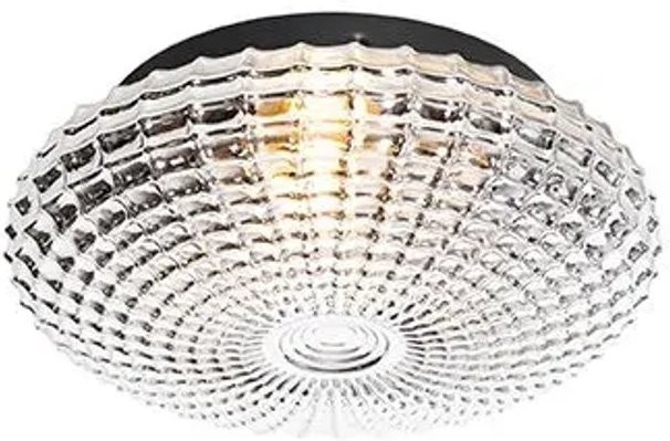 QAZQA Nohmi Klassische Deckenleuchte in Schwarz mit Rauchglas, IP44, E27, Durchmesser: 23 cm - Bild 1
