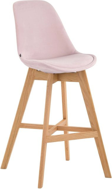 DELUKE Barhocker DUMIR Samt Pink mit Lehne, moderner Barstuhl für Küche und Wohnzimmer, B/T/H: 48 x 56 x 112 cm - Bild 1