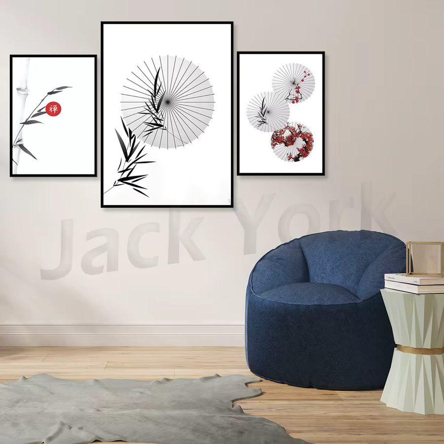 Jack York Poster Japanischer Sonnenschirm in Weiß mit Orientalischem Grafik-Design - Bild 3
