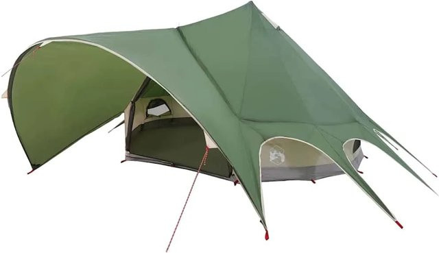 vidaXL Teepee Zelt mit Dach Grün und Grau B/T/H: 600 x 600 x 347 cm - Bild 1