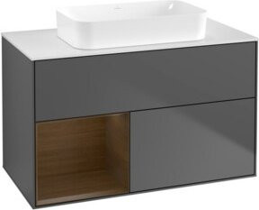 V&B Finion Waschtischunterschrank mit Wandbeleuchtung, Anthrazit, B: 100 cm, T: 60,3 cm - Bild 1
