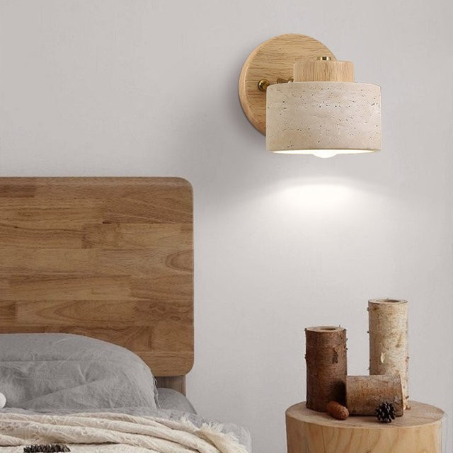 Gelbe Wabi-Sabi Wandlampe im japanischen Stil mit Schalter, verstellbare Retro-Leuchte für Schlafzimmer und Home-Office, Warmweiß - Bild 1