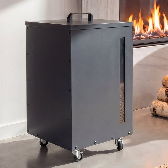 Pelletbehälter MCW Q30 Aufbewahrungsbox mit Sichtfenster und Rollen, Anthrazit, B/T/H: 62 x 36 x 36 cm - Bild 1
