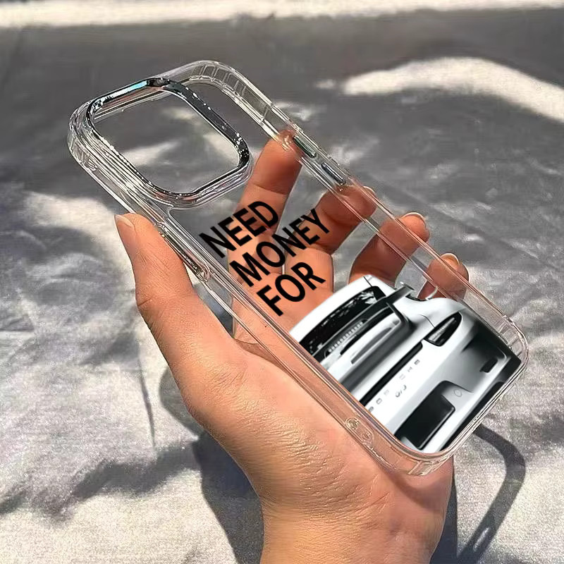 Stoßfeste iPhone Handyhülle mit Sportwagen-Druck und klarem Linsenrahmen, transparent - Bild 4