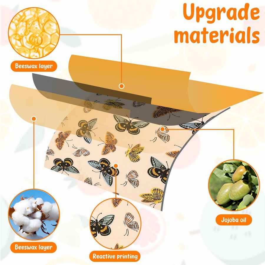 Bloom Habitat Bienenwachstücher Set aus Bio-Baumwolle, 11 Stück, Multicolor, wiederverwendbare Lebensmittelverpackung - Bild 2