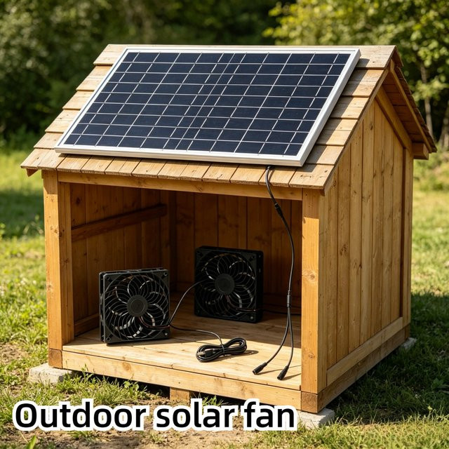 EESBAO Solarbetriebener Abluftventilator-Kit 10W in Schwarz für Tierställe, Gewächshäuser und Außenkühlung - Bild 1