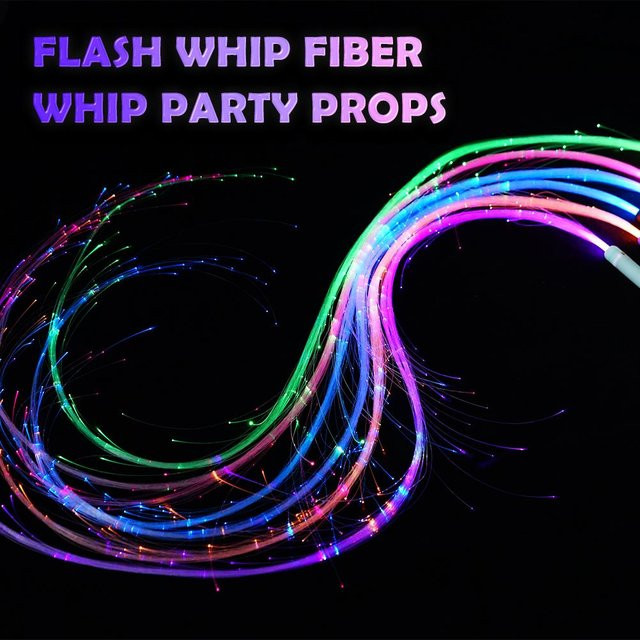 Bunte LED-Glasfaser-Tanzpeitsche mit 360 Grad Rotation für Party und Nachtatmosphäre in RGB-Farben - Bild 1