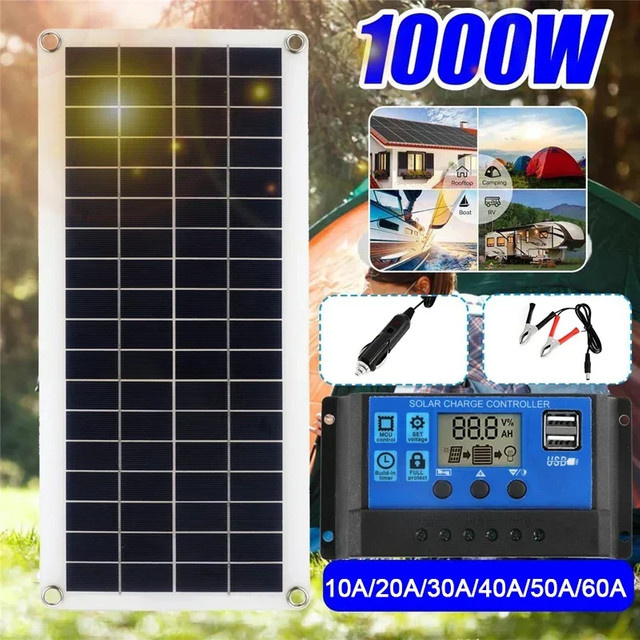 luxuglow 1000W Solarpanel Set mit 12V Solarzelle und 60A oder 100A Laderegler zur Batterieversorgung für Auto, Wohnmobil und Outdoor-Geräte - Bild 1