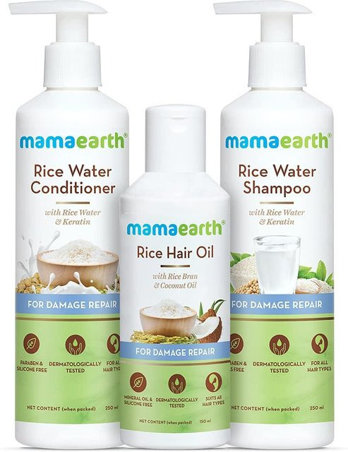 Mamaearth Reis Haaröl, Shampoo und Spülung Set, 150ml, 250ml, 250ml - Bild 1