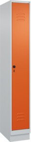 C+P Spind Classic PLUS Spind mit Sockel, 1 Abteil, Sicherheits-Drehriegel und 3 Garderobenhaken, Grau/Orange, H x B x T: 195 x 30 x 50 cm - Bild 1