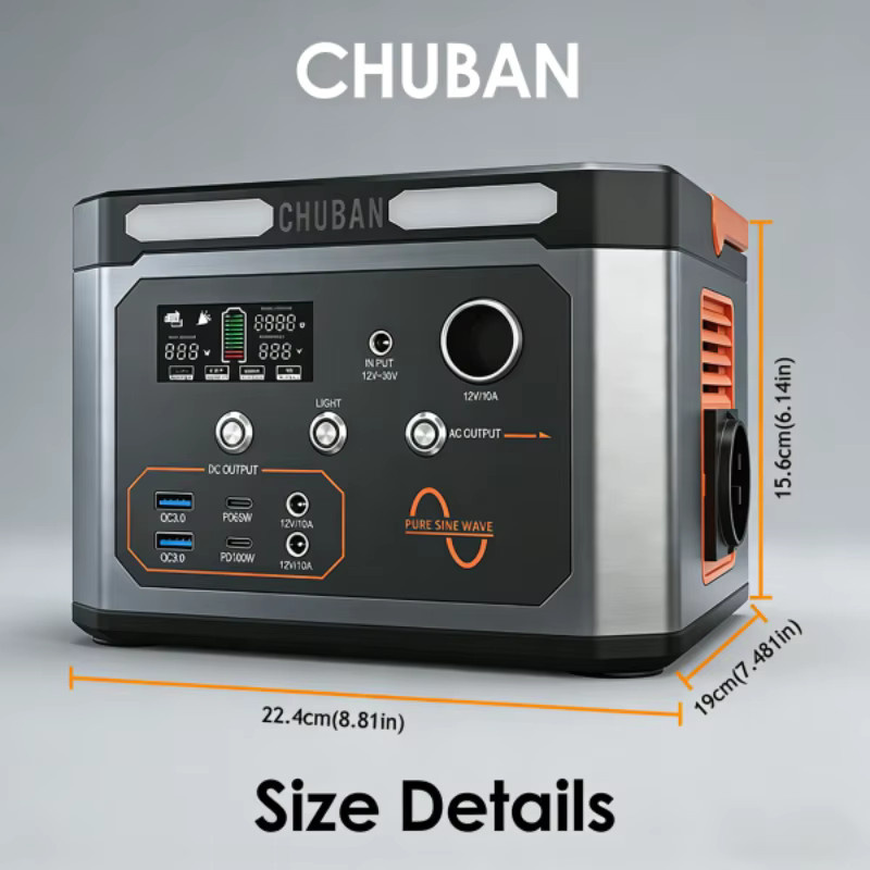 CHUBAN Tragbare Powerstation 600W Solargenerator mit AC 220V für Camping und Outdoor - Bild 3