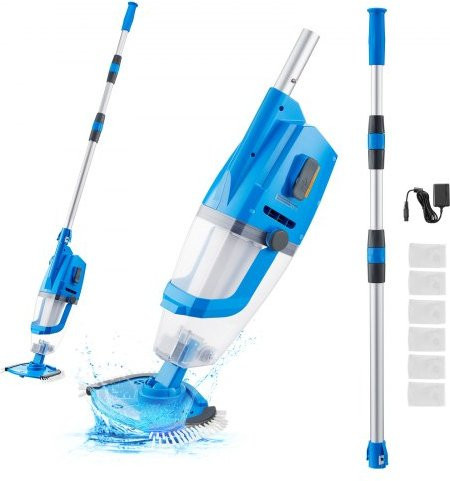 VEVOR Akku Pool Sauger mit Verlängerungsstange, kabelloser Handheld Poolreiniger mit starker Saugkraft für Above Ground und Inground Pools sowie Spas, 26 GPM - Bild 1