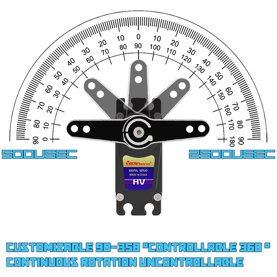 wishiot Digitaler Servo, bürstenlos, 70 kg, 8,4 V, 180 Grad, IP68, mit 25T-Servoarm - Bild 2