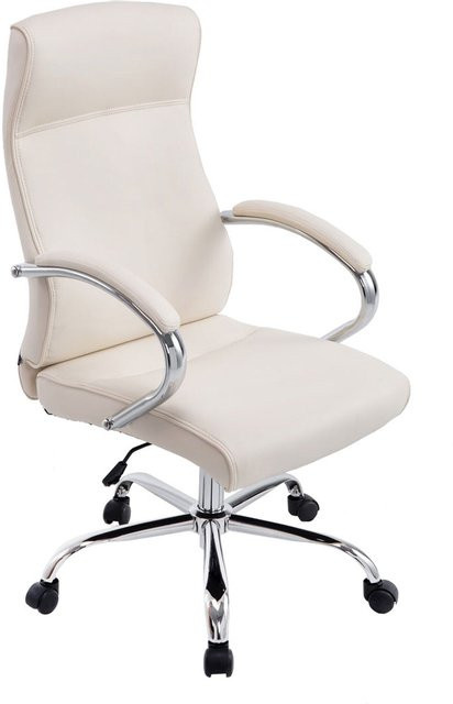TPFLiving Bürostuhl Lausitz XXL Executive Chair aus Kunstleder in Creme/Beige mit Armlehnen und Rollen - Bild 1