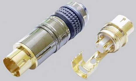 BKL Electronic Miniatur-DIN-Rundsteckverbinder Stecker gerade, 4 Polzahl, Chrom/Silber - Bild 1