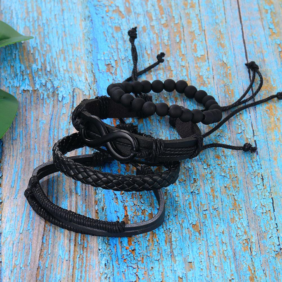 IFKM Jewelry Armband, Leder, Perle, schwarz, Unisex - Bild 7