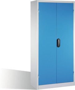 C+P Schwerlastschrank mit Drehtüren, 4 Böden und 3 Schubladen, Korpus Lichtgrau, Front Lichtblau, H x B x T: 195 x 93 x 50 cm - Bild 1