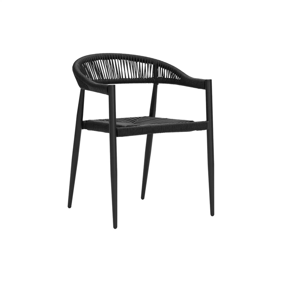 House Doctor Outdoor-Stuhl Coon in Schwarz aus Aluminium und synthetischem Rattan - Bild 1