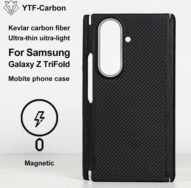 YTF Magnetische Hülle für Samsung Galaxy Z TriFold aus Aramid-Carbonfaser in Schwarz mit MagSafe Kompatibilität - Bild 1